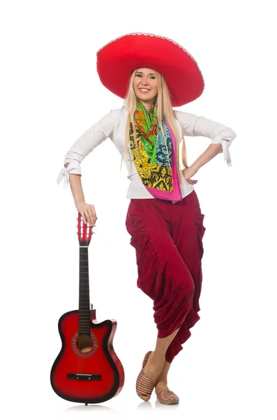 Woman wearing sombrero — Stock Photo, Image