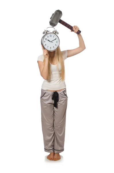 Donna con orologio — Foto Stock