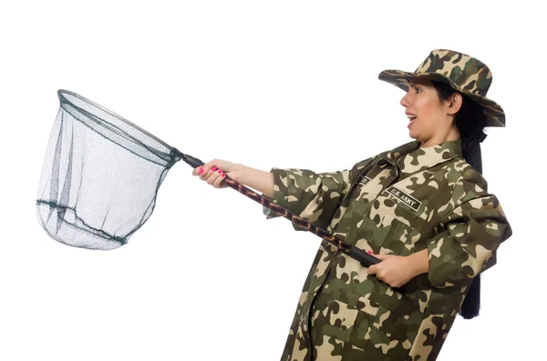 Mujer vestida de militar — Foto de Stock