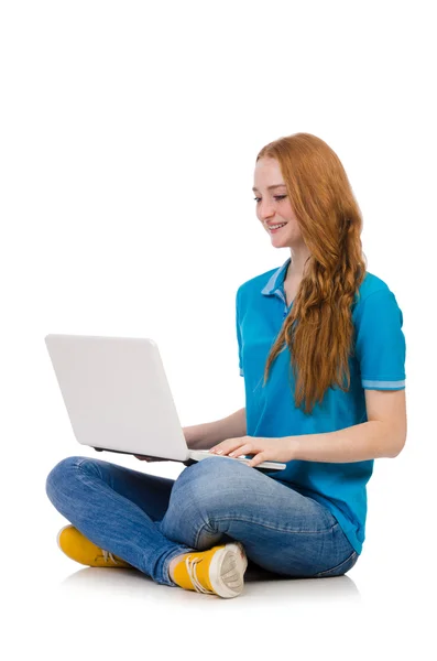 Estudiante con portátil aislado — Foto de Stock