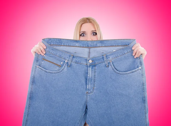 Concetto di dieta con jeans oversize — Foto Stock