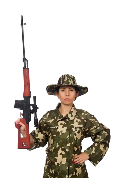 Woman with sniper weapong — Stock Photo, Image