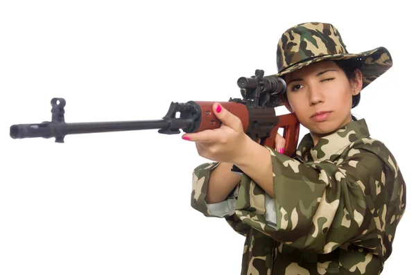 Žena s sniper weapong — Stock fotografie