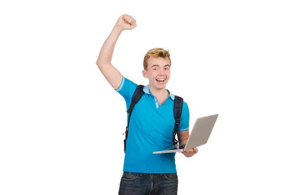 Öğrenci izole dizüstü bilgisayar ile — Stok fotoğraf
