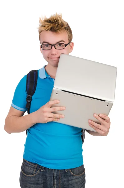Estudiante con portátil aislado —  Fotos de Stock