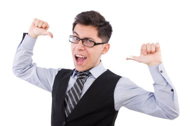 Genç çalışan beyazda izole edilmiş