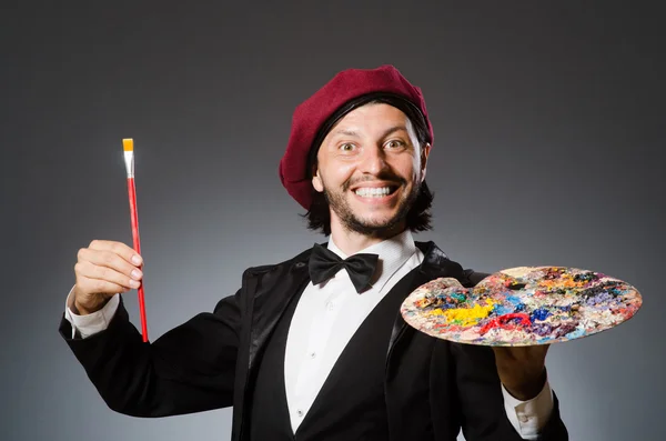 Funny artist working in the studio — Stock Photo, Image