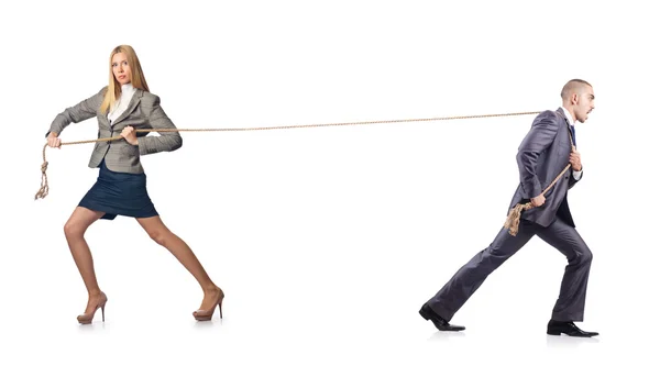 Man and woman in tug of war concept — Stock Photo, Image