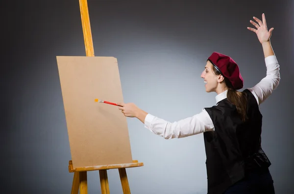 Funny artist working in the studio — Stock Photo, Image