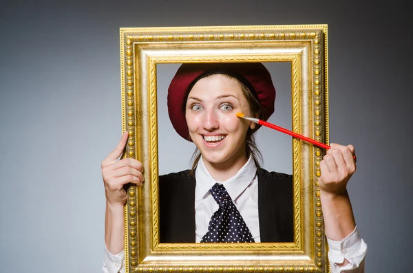 Funny artist working in the studio — Stock Photo, Image