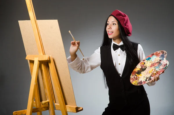 Funny artist working in the studio — Stock Photo, Image