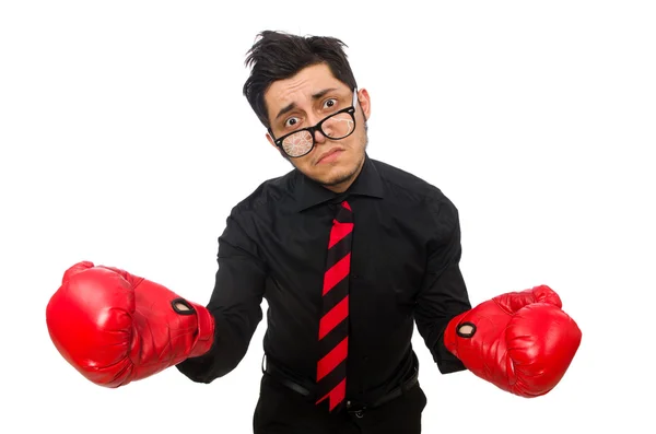 Uomo d'affari in guanti da boxe rossi — Foto Stock