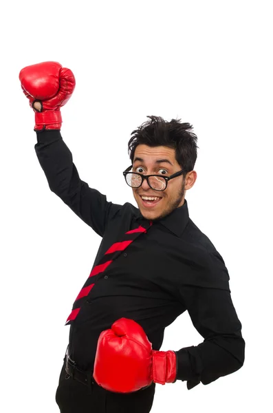 Man zakenman in rode bokshandschoenen — Stockfoto
