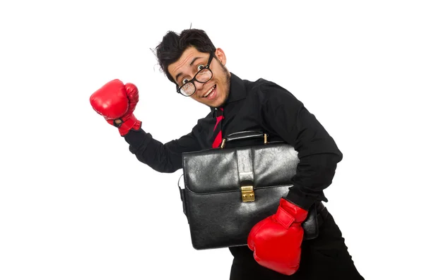 Geschäftsmann mit roten Boxhandschuhen — Stockfoto