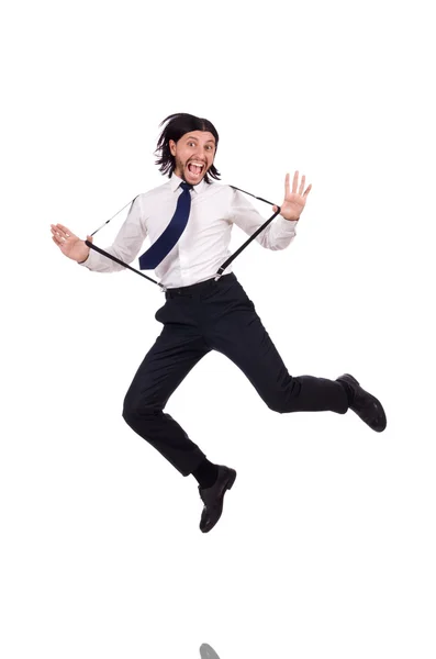 Jumping man isolated on white — Stock Photo, Image