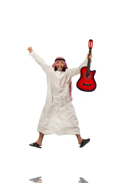Arabische man speelt geïsoleerd op wit — Stockfoto