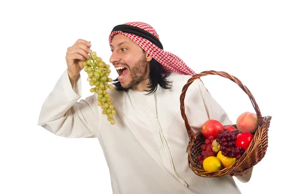 Araber mit Früchten isoliert auf weiß — Stockfoto