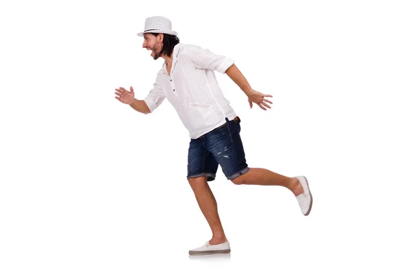 Young man in hat isolated on white — Stock Photo, Image