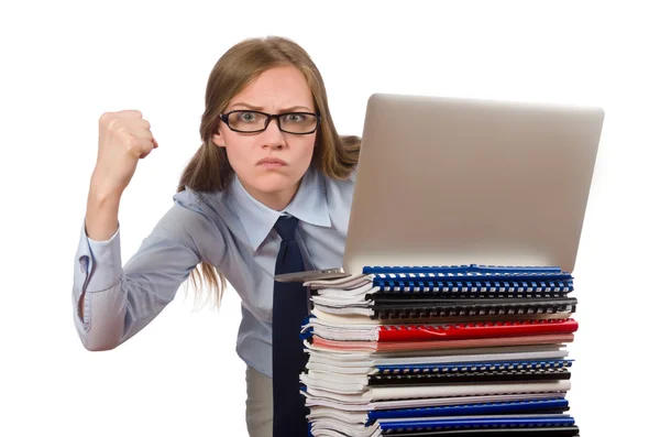 Employé de bureau au travail isolé sur blanc — Photo