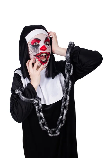 Skrämmande nunna i halloween koncept — Stockfoto