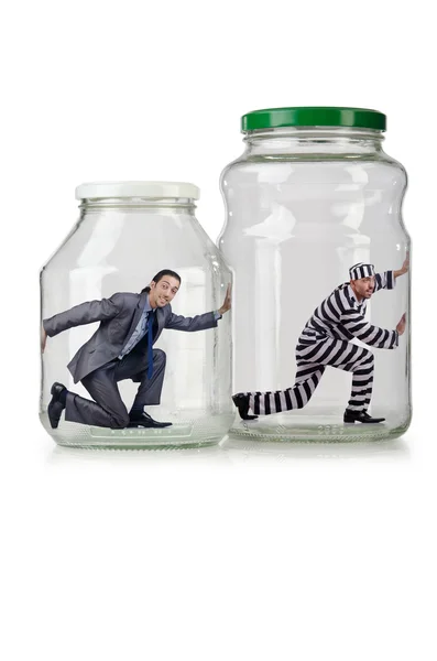 People trapped in the glass jar — Stock Photo, Image