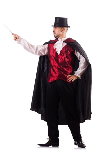 Man magician isolated on white — Stock Photo, Image