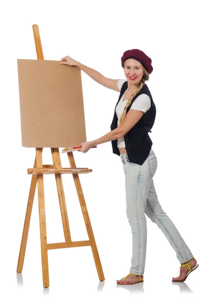 Жінка художник ізольовані на білому — стокове фото