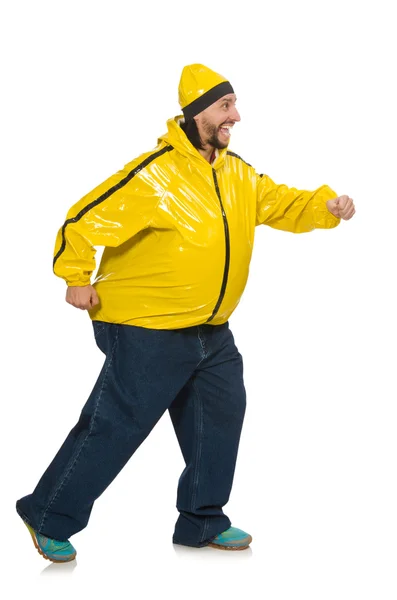 Uomo in sovrappeso isolato sul bianco — Foto Stock