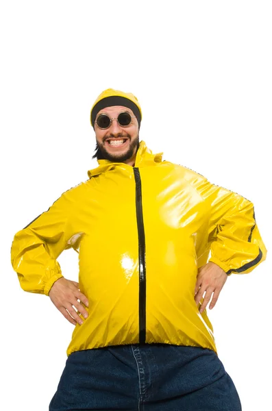 Homem com excesso de peso isolado no branco — Fotografia de Stock