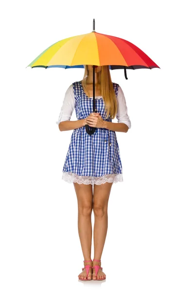 ผู้หญิงที่มีร่มแยกจากสีขาว — ภาพถ่ายสต็อก