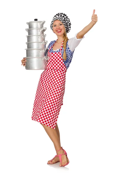Woman cook isolated on the white background — Stock Photo, Image