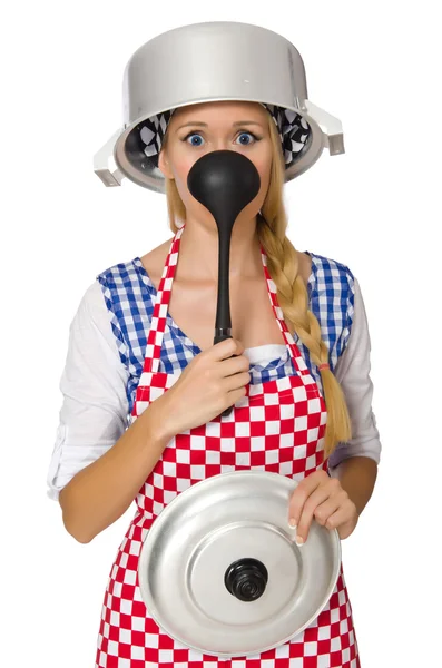 Woman cook isolated on the white background — Stock Photo, Image