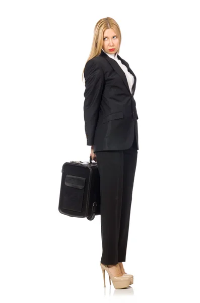 Businesswoman woman travelling with suitcase — Stock Photo, Image