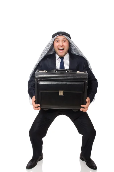 Hombre árabe con equipaje en blanco — Foto de Stock