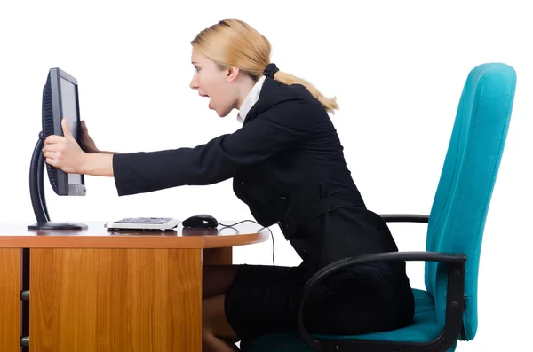 Woman businesswoman working isolated on white — Stock Photo, Image