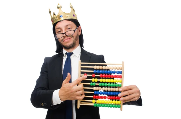 Funny man with calculator and abacus — Stock Photo, Image