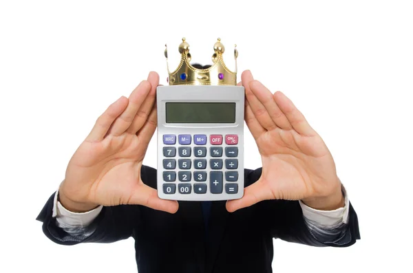 Grappige mens met calculator — Stockfoto