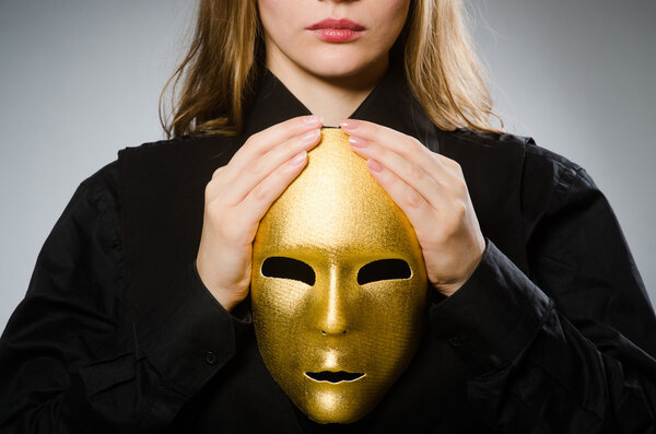 Woman with mask in funny concept