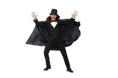 Beyazda izole edilmiş adam sihirbaz