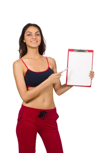 Concepto de mujer en el deporte aislado en blanco — Foto de Stock