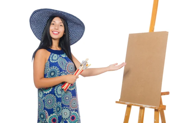 Woman artist isolated on the white — Stock Photo, Image