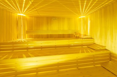 Sıcak ahşap sauna odası iç