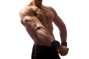 Beyaz arka plan üzerinde izole kas adam