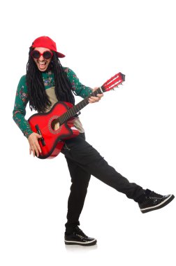 Gitar müzik konsepti üzerine beyaz adamla
