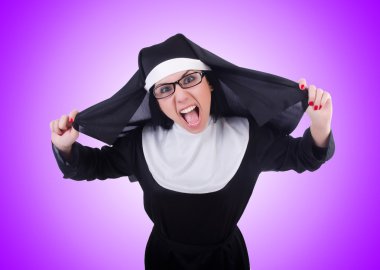 Komik Rahibe üzerinde mor izole