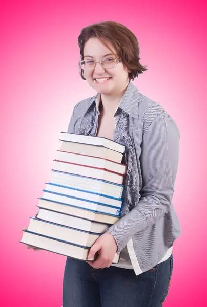 Menina estudante com livros — Fotografia de Stock