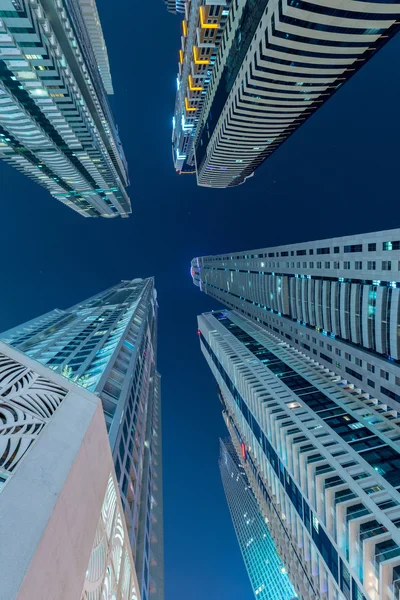 Skyscrapers of dubai during night hours — Stock Photo, Image