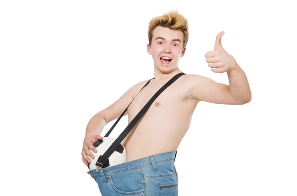 화이트에 개념을 다이어트에 재미 있는 남자 — 스톡 사진
