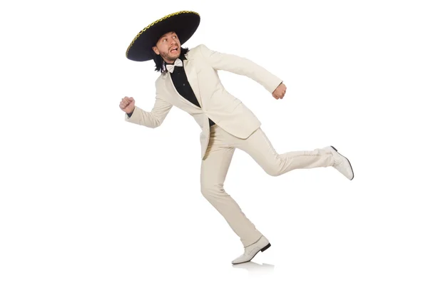 スーツと白で隔離ソンブレロで面白いメキシコ — ストック写真