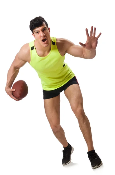 흰색 절연 미국 축구 게임 하는 남자 — 스톡 사진